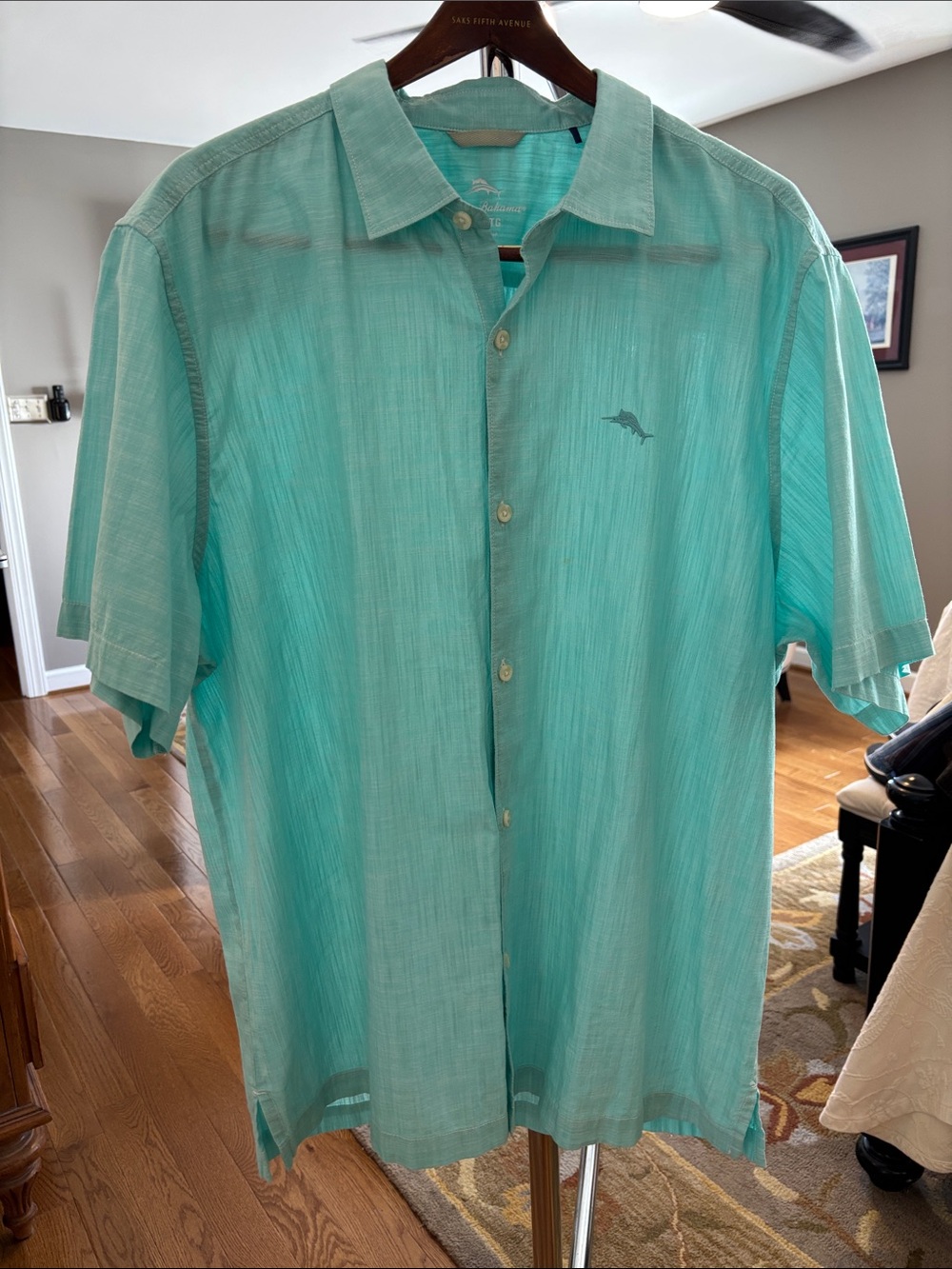Tommy Bahama Seafoam Green Short-Sleeve Button-Down Shirt